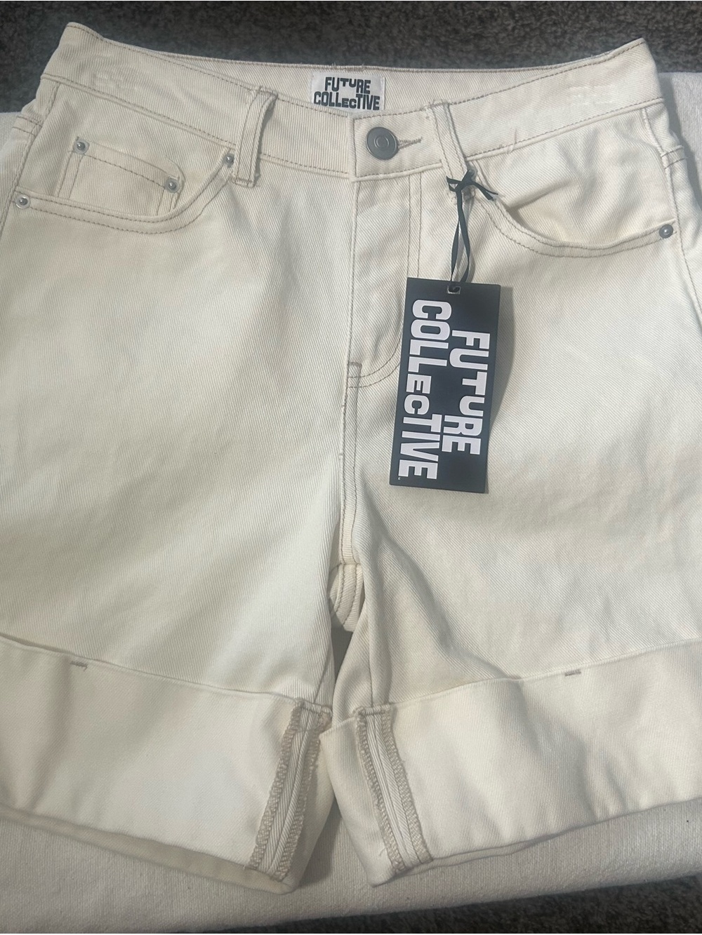 Future Collective Women's Cream Jean Shorts